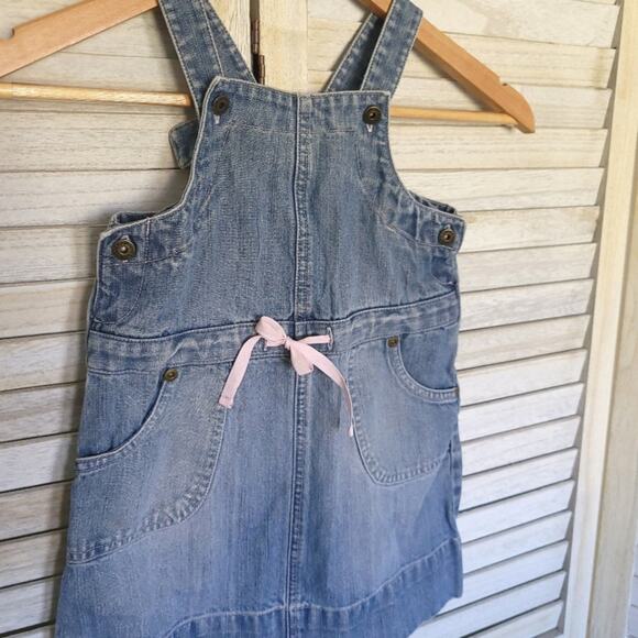 Girls Denim Dress Polka Tots Size 4T Jean 4 Toddler Overall Skirt Cotton - Picture 2 of 4